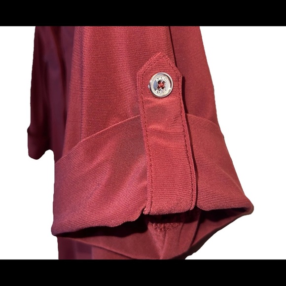 Anne Klein Rust Roll Tab Sleeve Blouse Size M Career Work Top - Picture 4 of 7